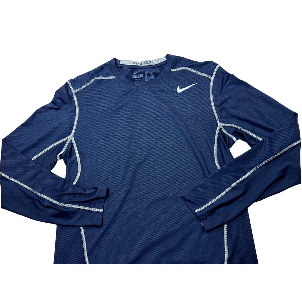 Nike Pro Combat DRI-FIT Hyper Cool Blue Quarter sleeve Shirt size Medium